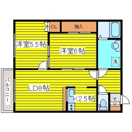 東区役所前駅 徒歩7分 2階の物件間取画像